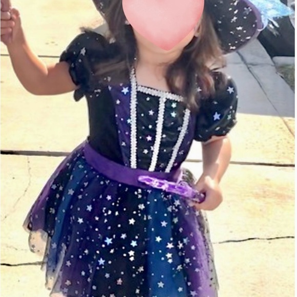 Enchanted Witch Costume 3-4T With Cape , Wand and Coulderon Basket - Picture 6 of 6